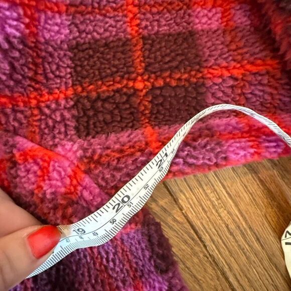 Talbots pink cozy plaid Sherpa zip front fleece size MP - Picture 9 of 12